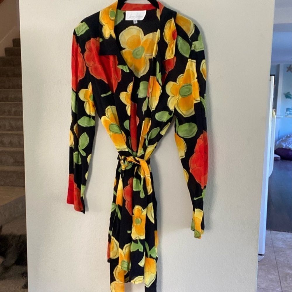 Vintage Floral Short Robe kimono wrap